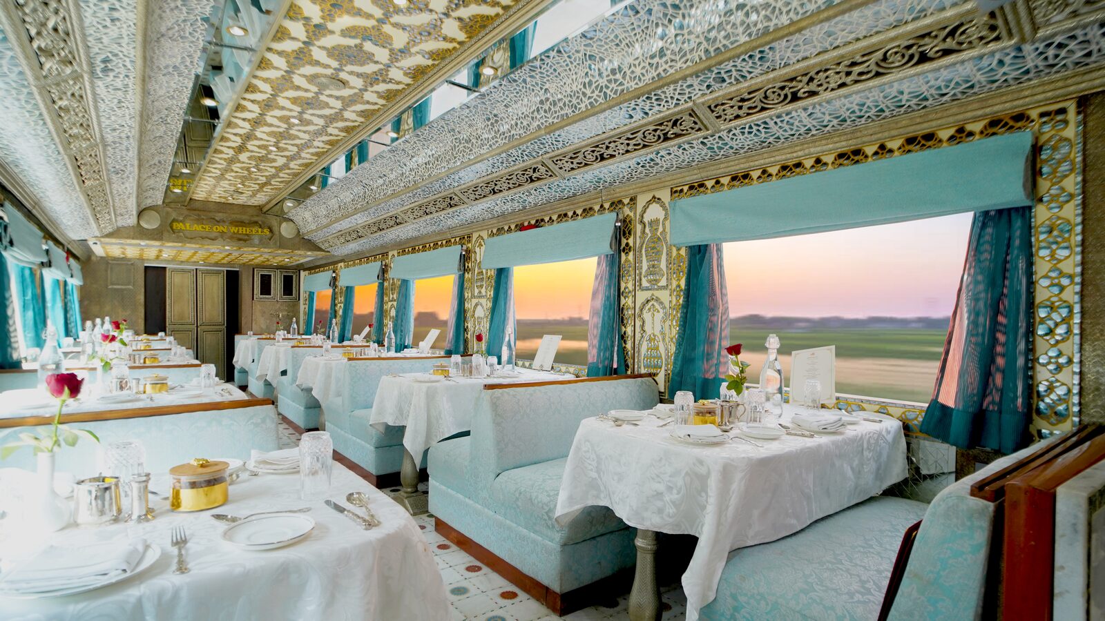 Restaurant car aboard Palace on Wheels